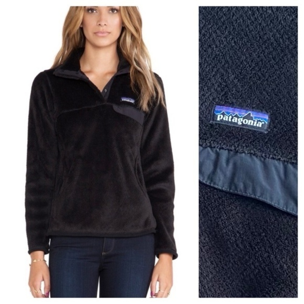 Patagonia Black Half-Snap High Pile Fleece Pullover Jacket Sweater Medium